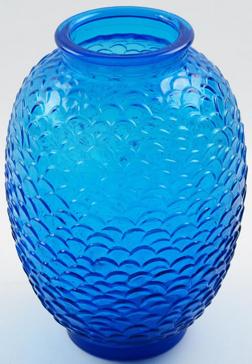 Ecailles Vase Loose Copy With Rim In Blue Glass View From Slightly Above