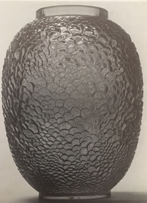 Authentic Ecailles Vase by René Lalique Pictured on Page 51 Of The Book The Glass Of Lalique By Christopher Van Percy